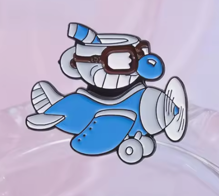 Cuphead and Mugman Flying Pin Badge PAIR